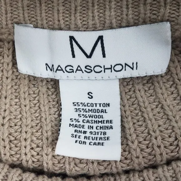 Magaschoni tan beige Cotton Wool Cashmere blend pullover sweater ladies Small