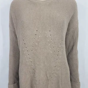 Magaschoni tan beige Cotton Wool Cashmere blend pullover sweater ladies Small