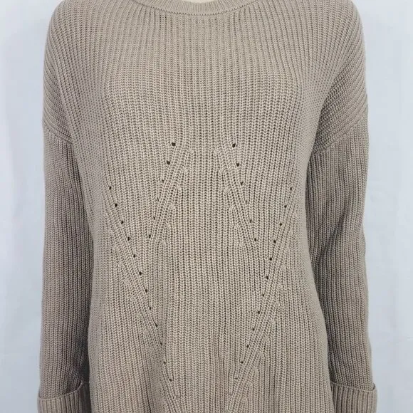 Magaschoni tan beige Cotton Wool Cashmere blend pullover sweater ladies Small