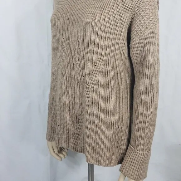 Magaschoni tan beige Cotton Wool Cashmere blend pullover sweater ladies Small