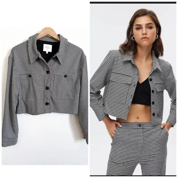 Maison d’Amelie Paris houndstooth crop blazer size large
