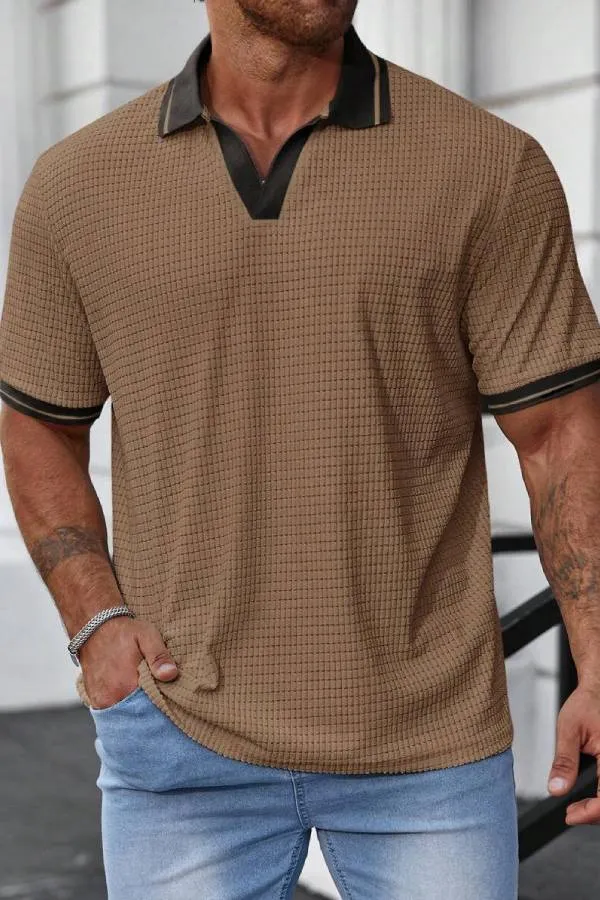 Manfinity Homme Men's Plus Size Color Block Spliced Polo Shirt