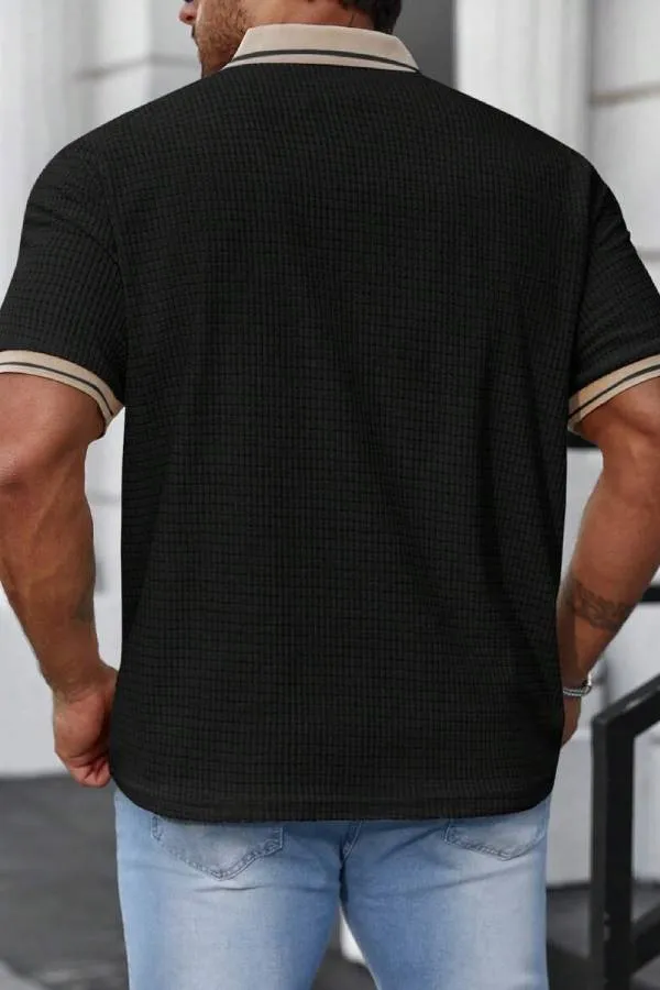 Manfinity Homme Men's Plus Size Color Block Spliced Polo Shirt