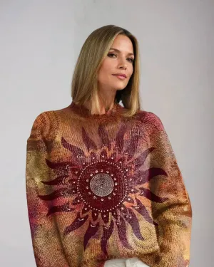 MARINETT™ | Comfortable Tribal Sun Knit Turtleneck Sweater