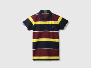 Maroon And Navy Blue Striped Polo T-Shirt