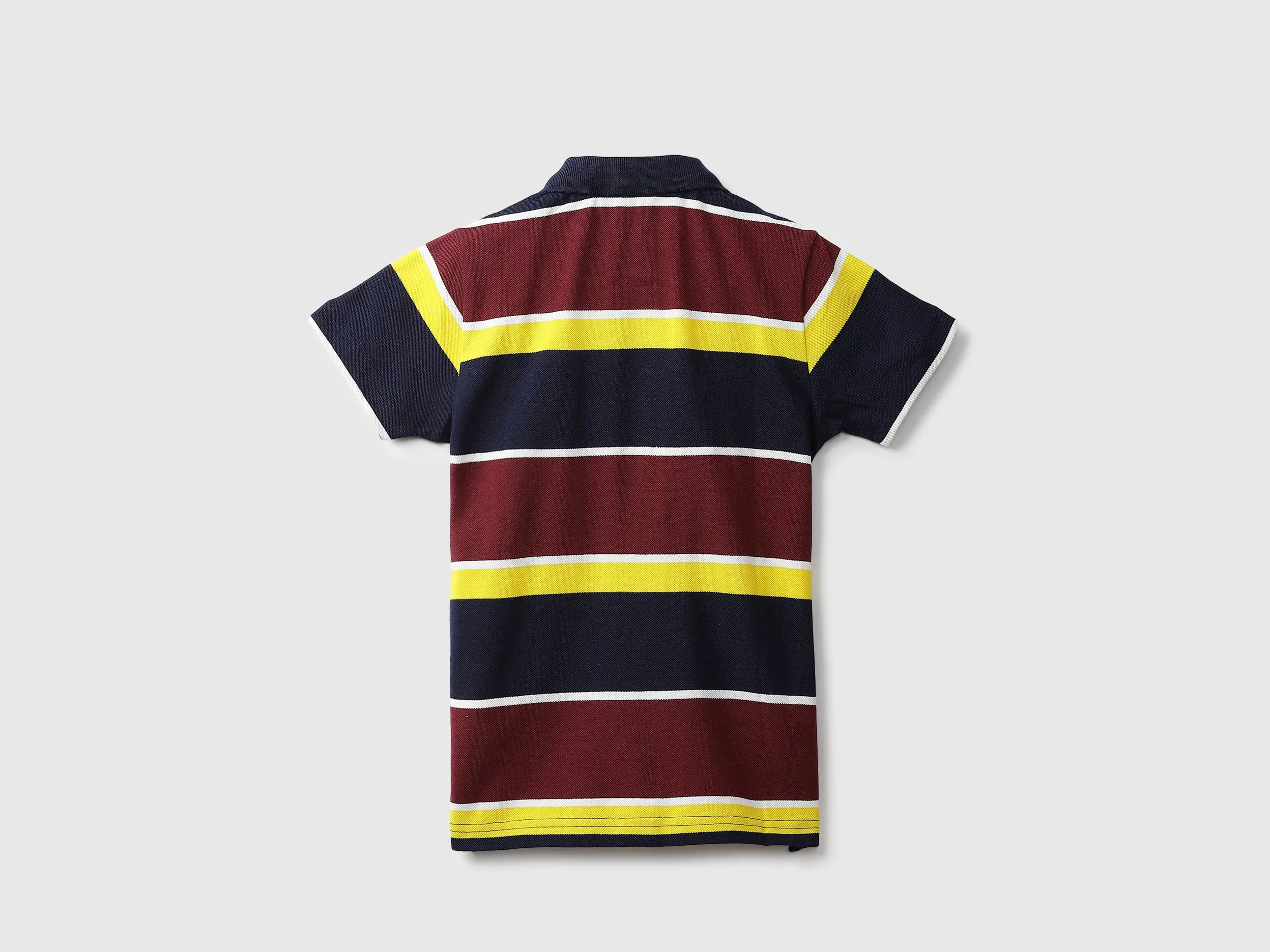 Maroon And Navy Blue Striped Polo T-Shirt