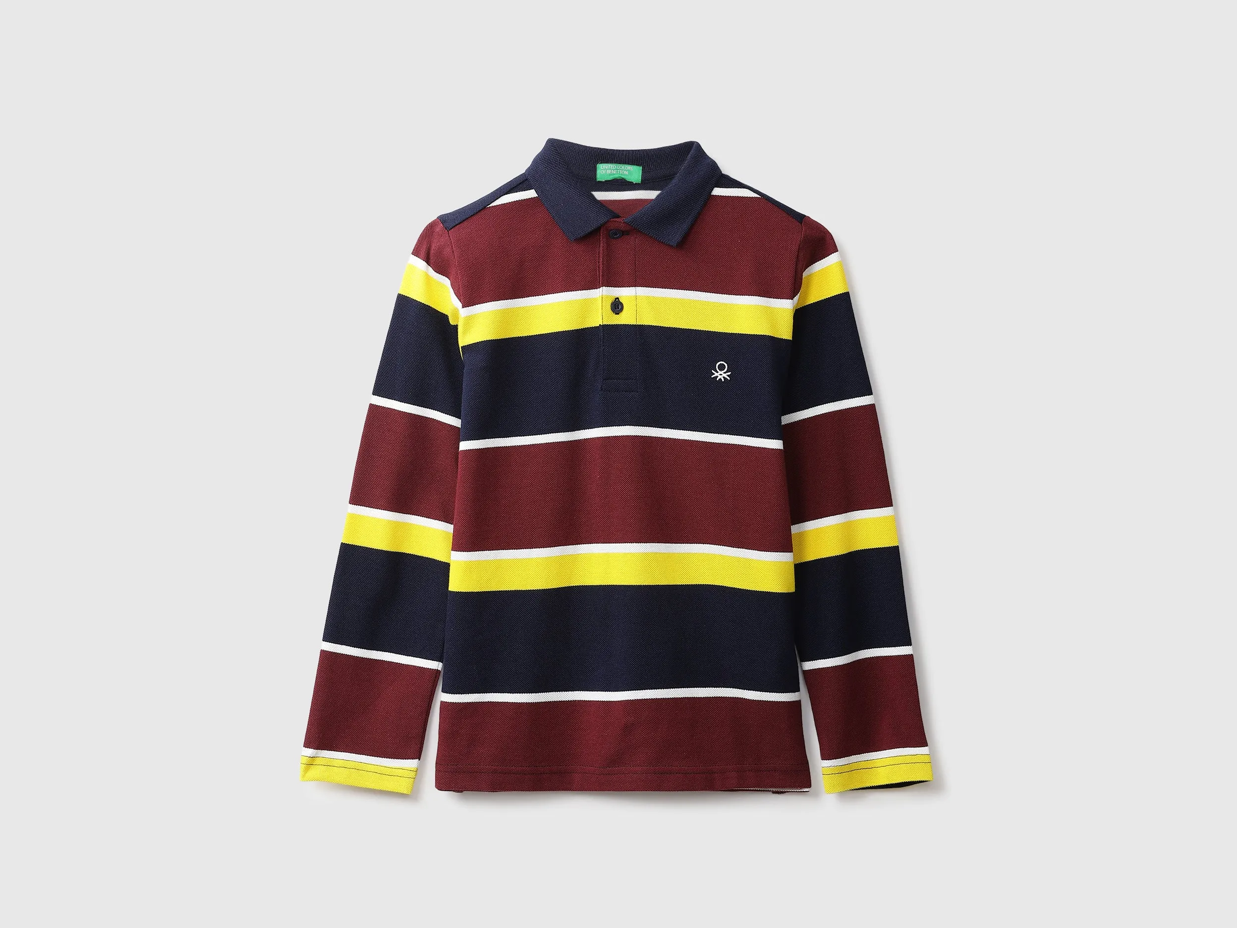 Maroon And Yellow Striped Polo T-Shirt