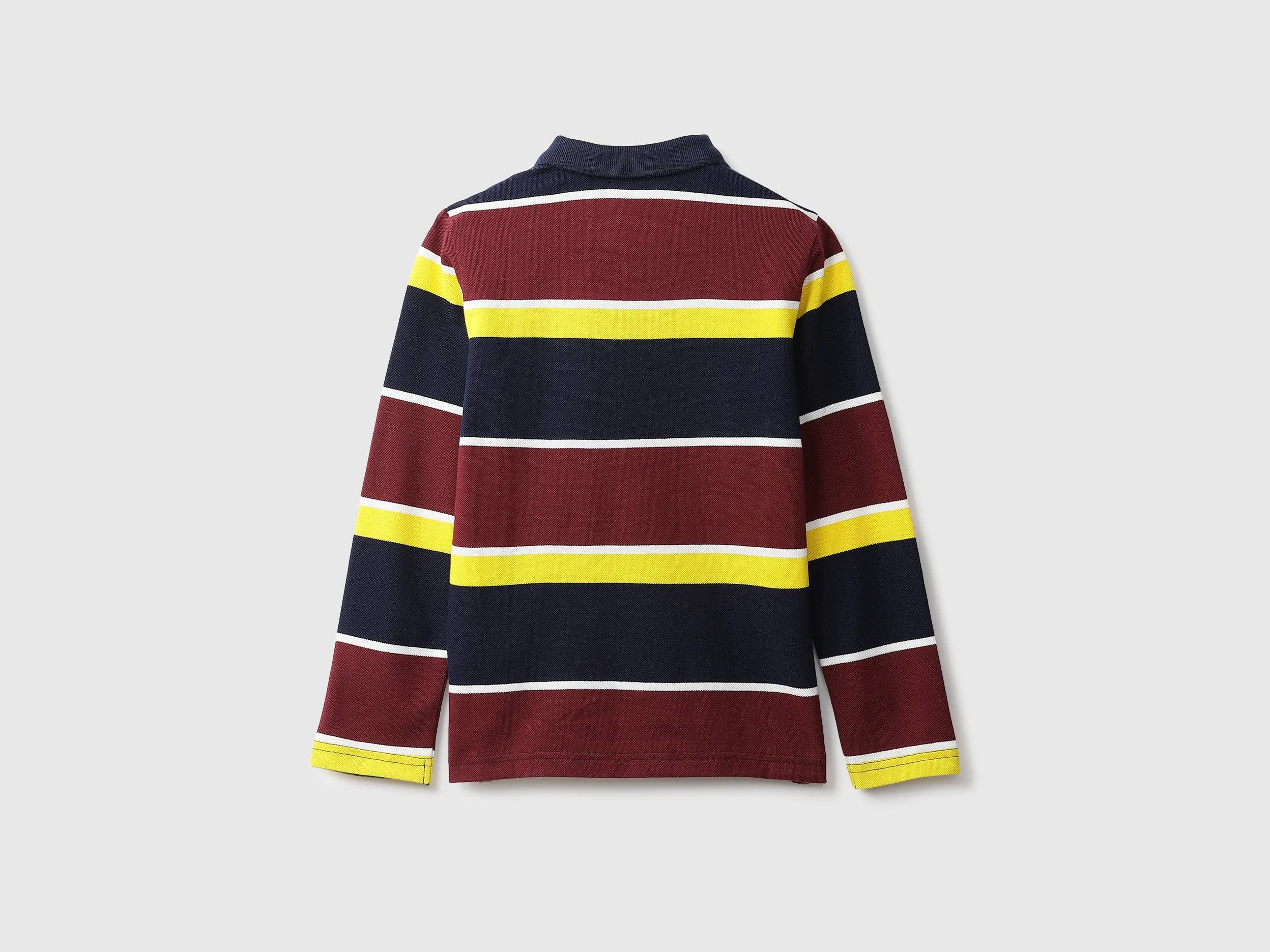 Maroon And Yellow Striped Polo T-Shirt