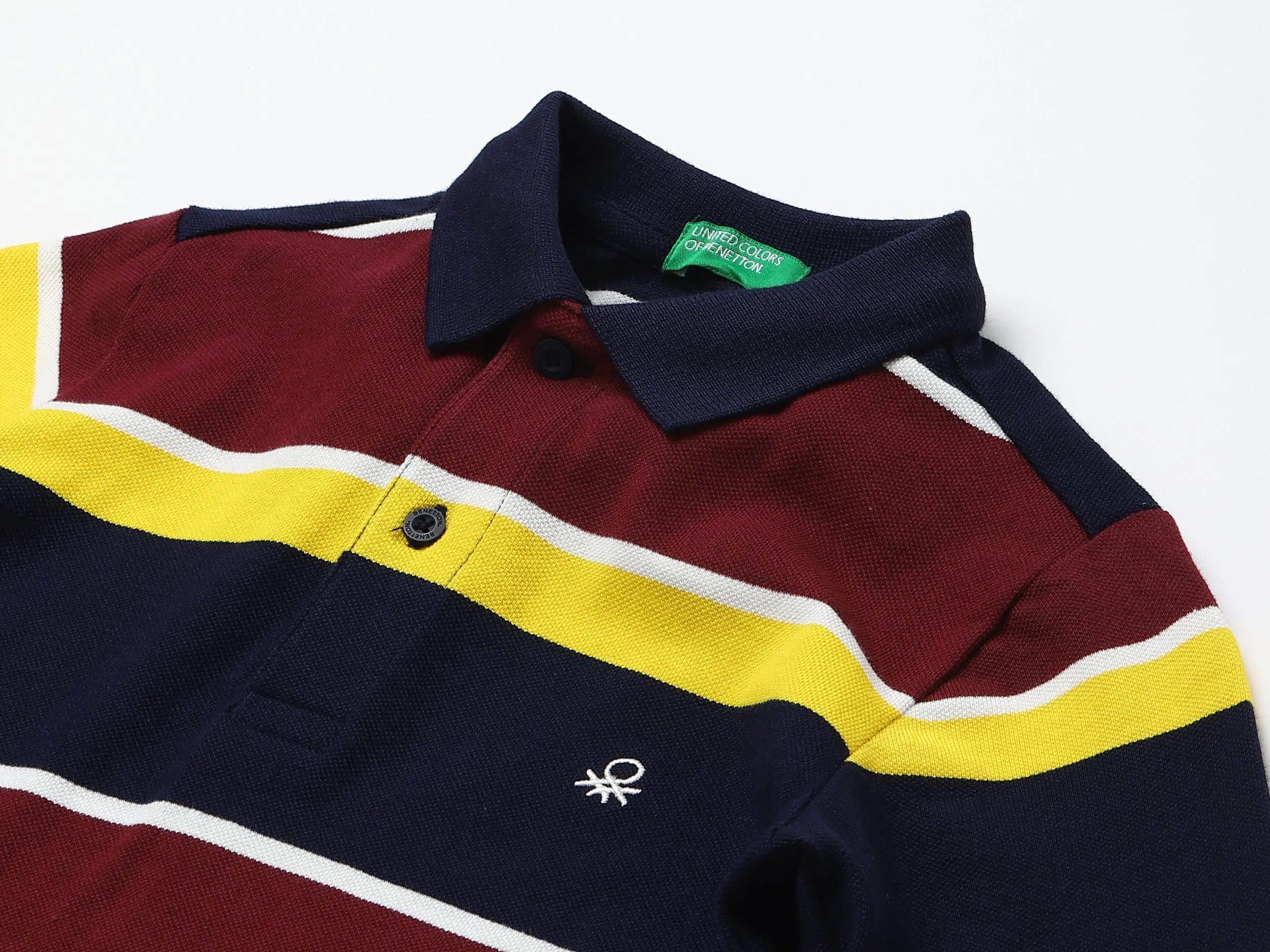 Maroon And Yellow Striped Polo T-Shirt