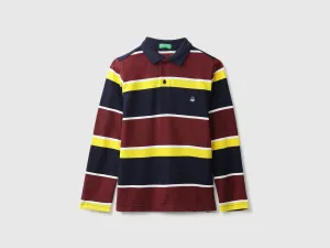 Maroon And Yellow Striped Polo T-Shirt