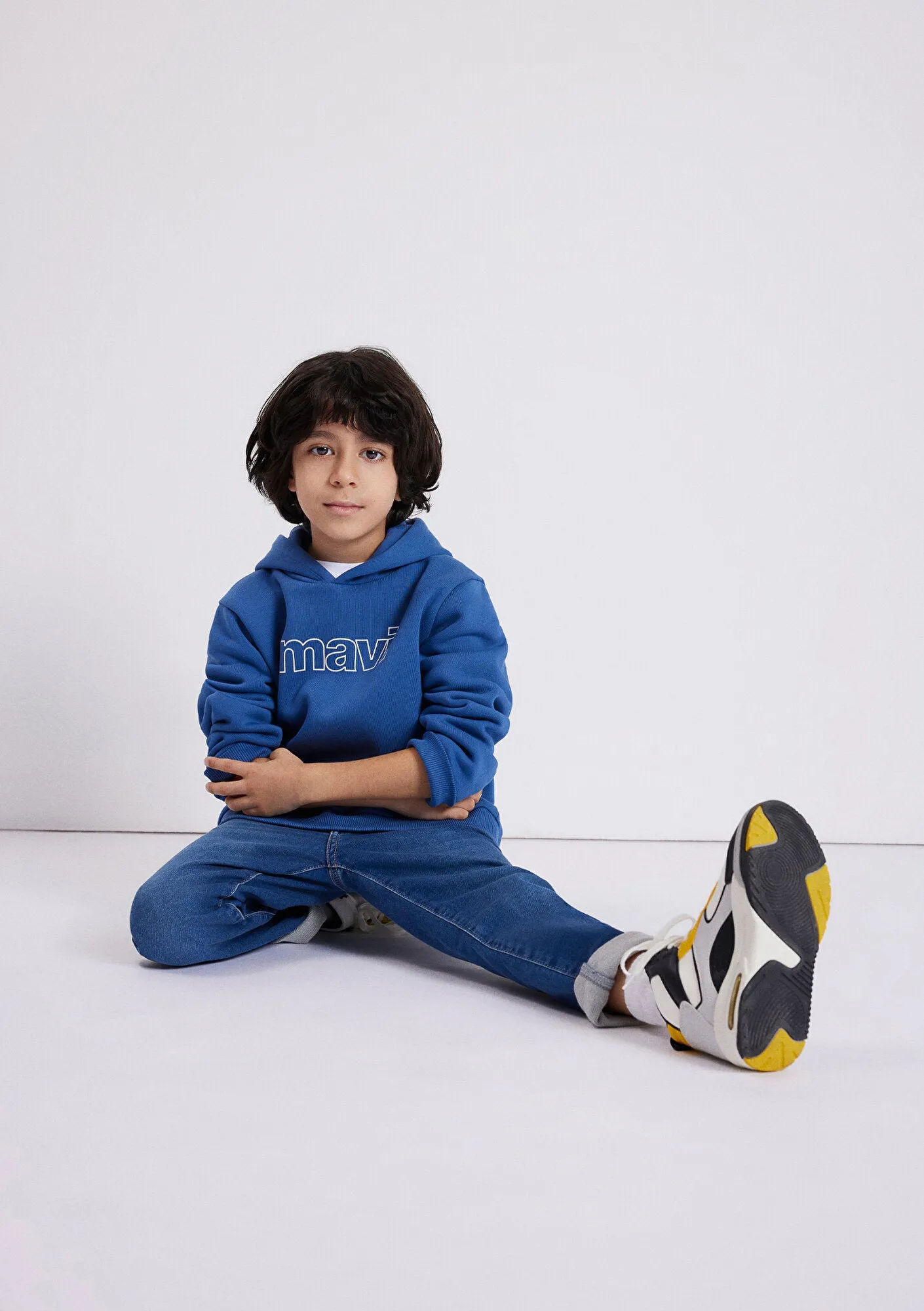 Mavi Logo Printed Blue Zip Up Sweatshirt