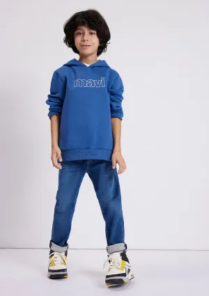 Mavi Logo Printed Blue Zip Up Sweatshirt