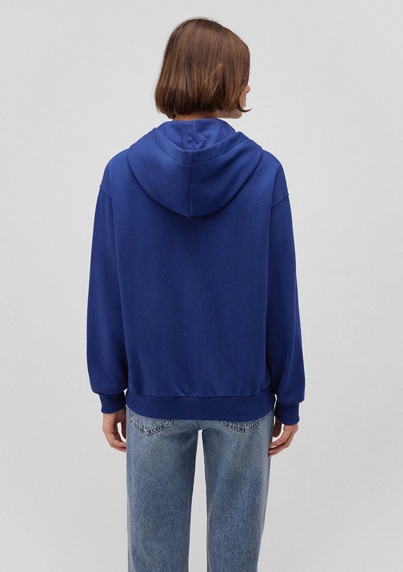 Mavi Logo Printed Hooded Blue Zip Up Sweatshirt