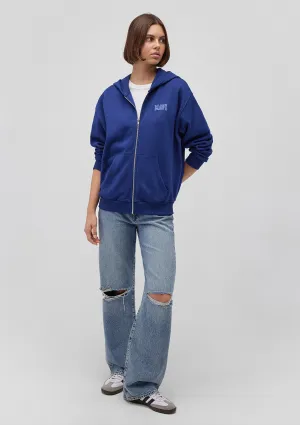 Mavi Logo Printed Hooded Blue Zip Up Sweatshirt