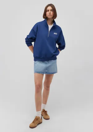 Mavi Logo Printed Navy Half Zip Sweatshirt