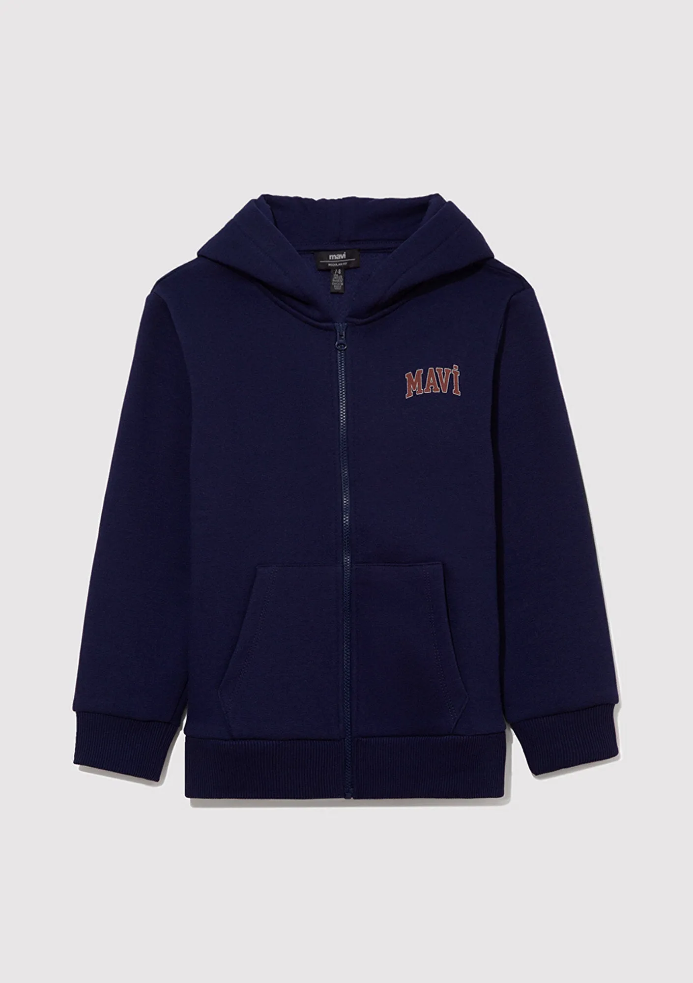 Mavi Logo Printed Navy Hooded Zip Up Sweatshirt