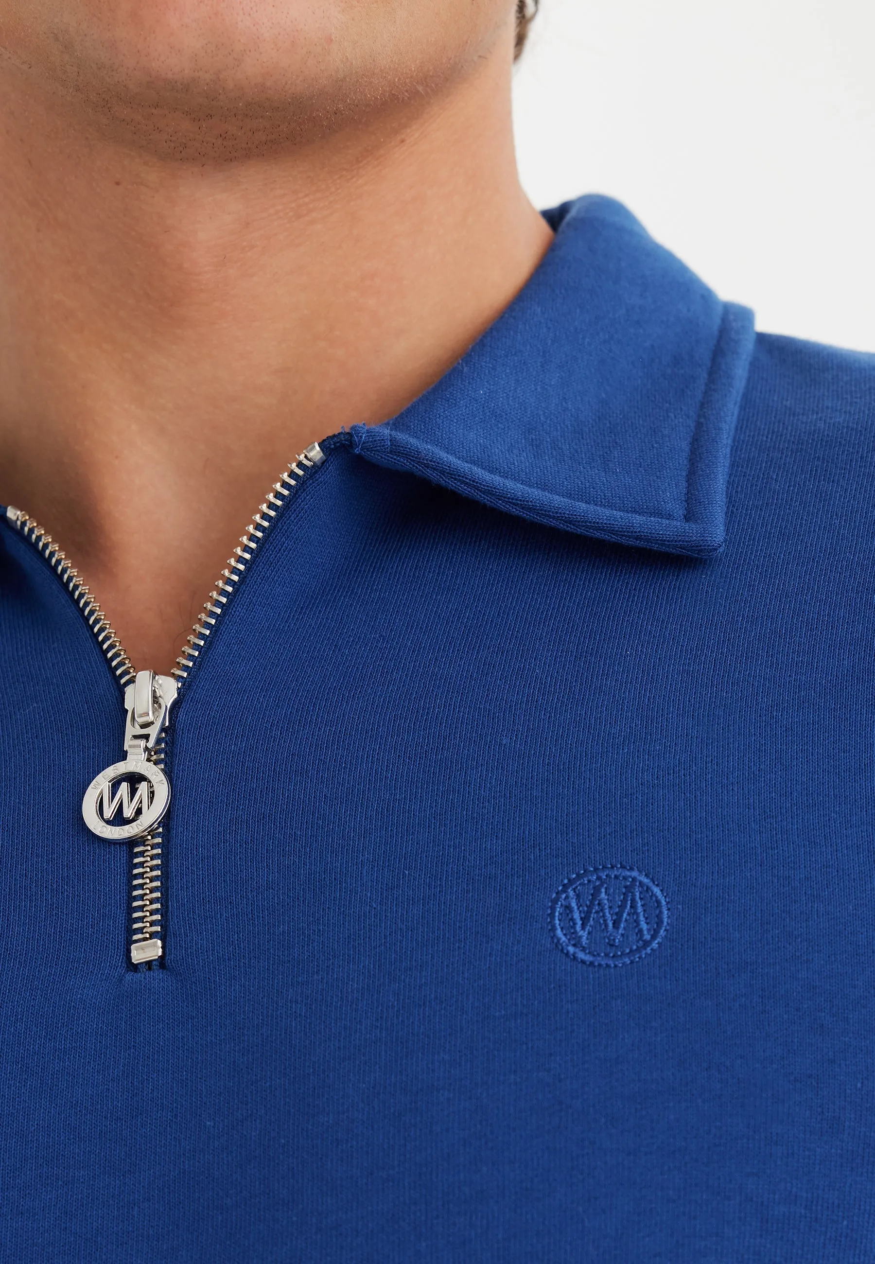 Mavi Yarım Fermuarlı Polo Yaka Pamuklu Regular Fit Erkek Sweatshirt CORE