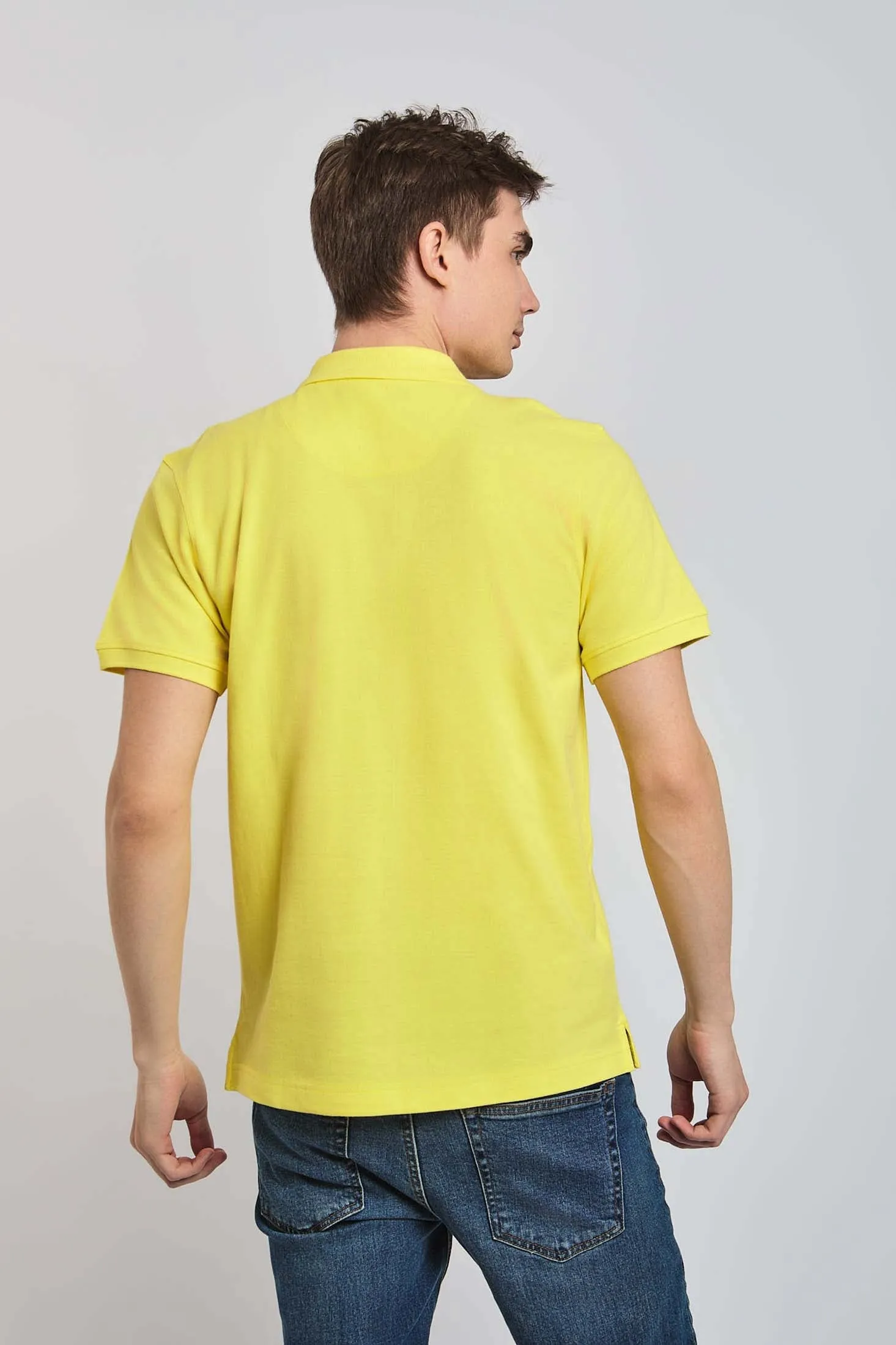 Men Polo Cotton Basic Yellow