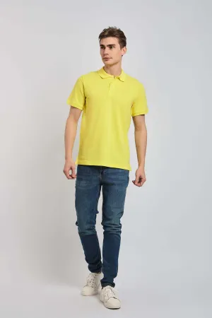 Men Polo Cotton Basic Yellow