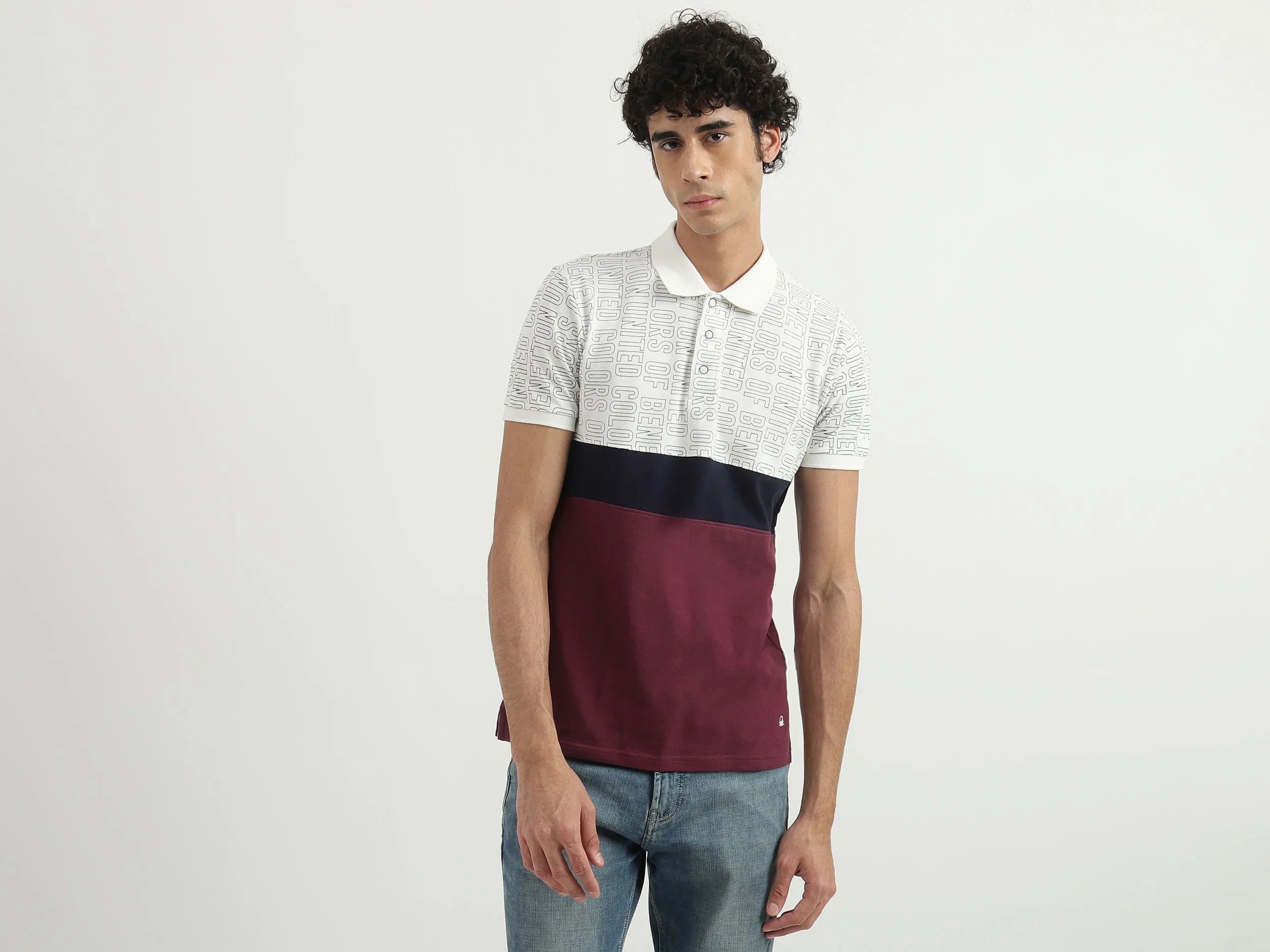 Men Printed Polo Collar T-shirt