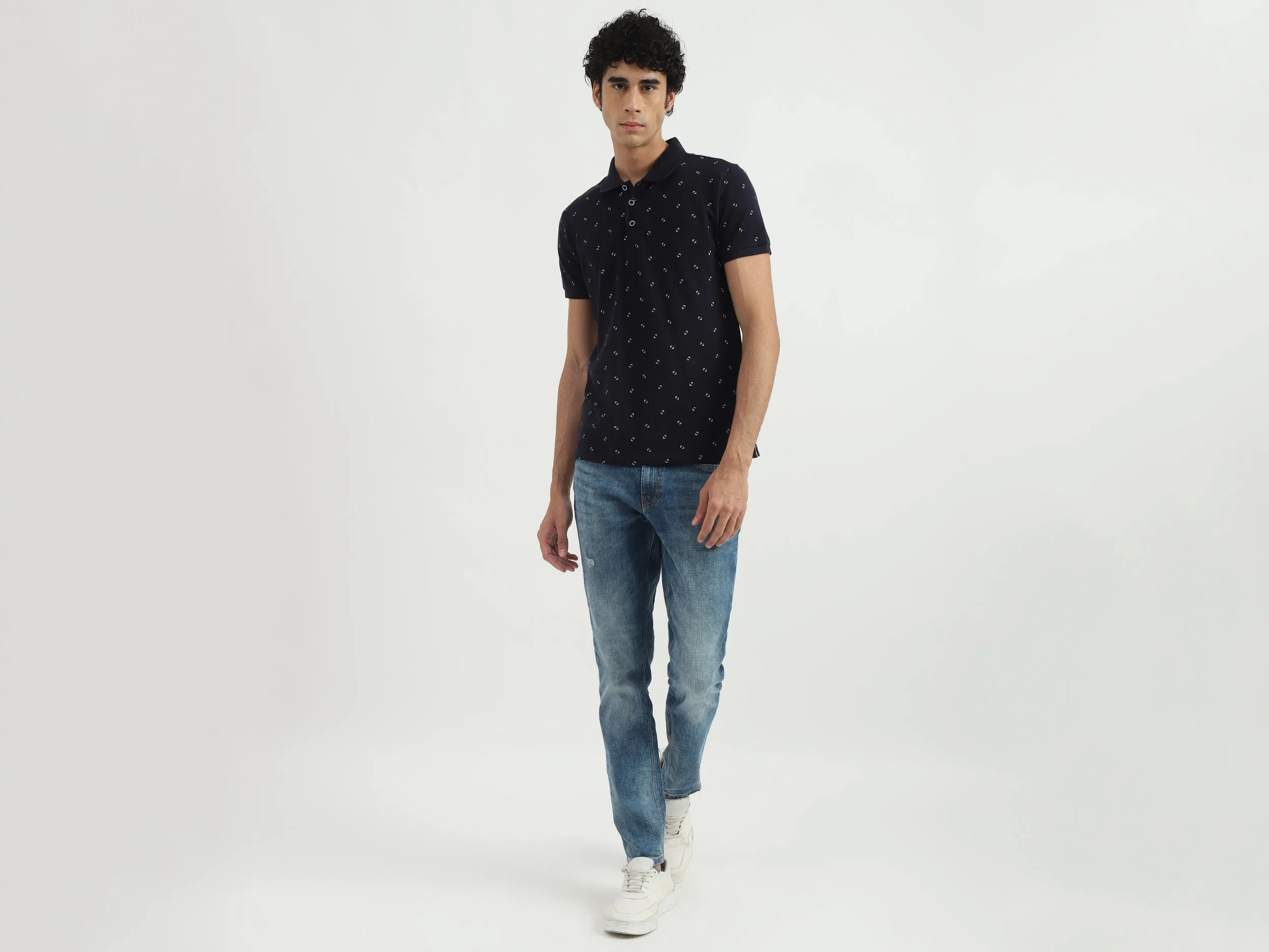 Men Printed Polo Collar T-shirt