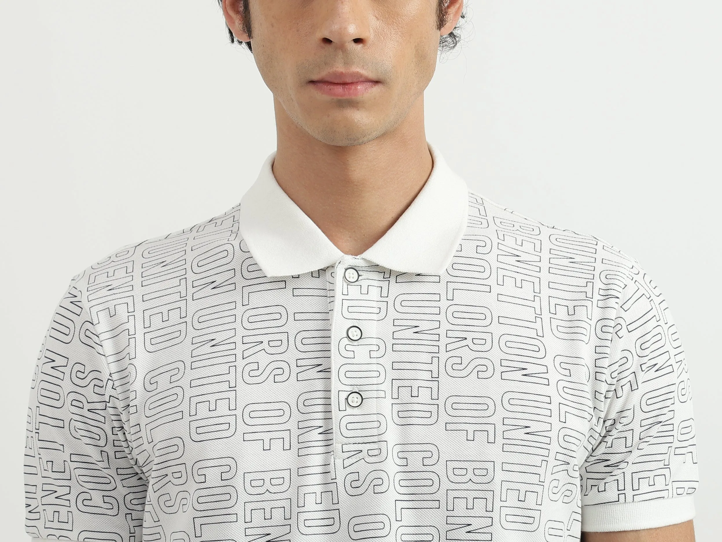 Men Printed Polo Collar T-shirt