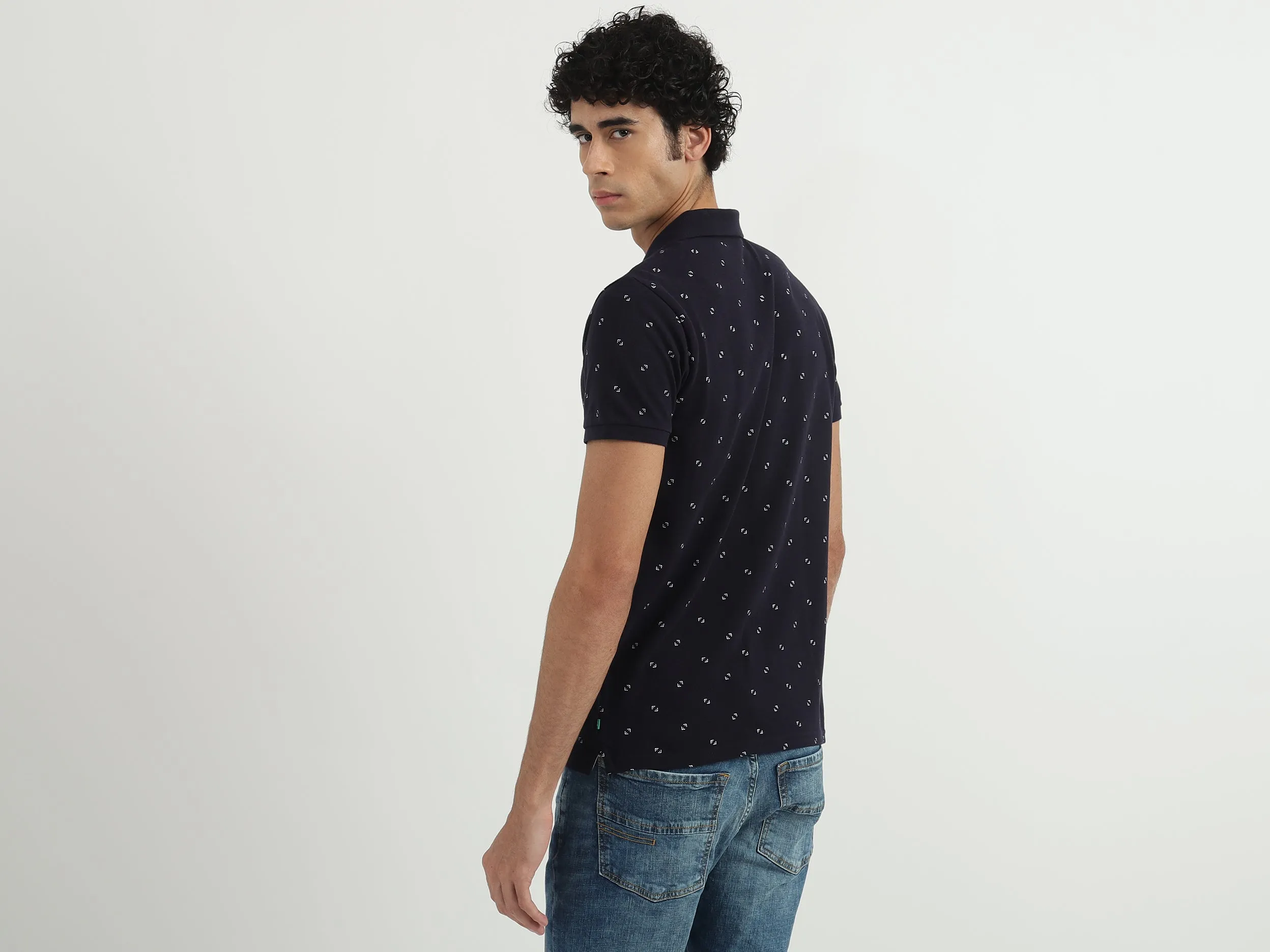 Men Printed Polo Collar T-shirt
