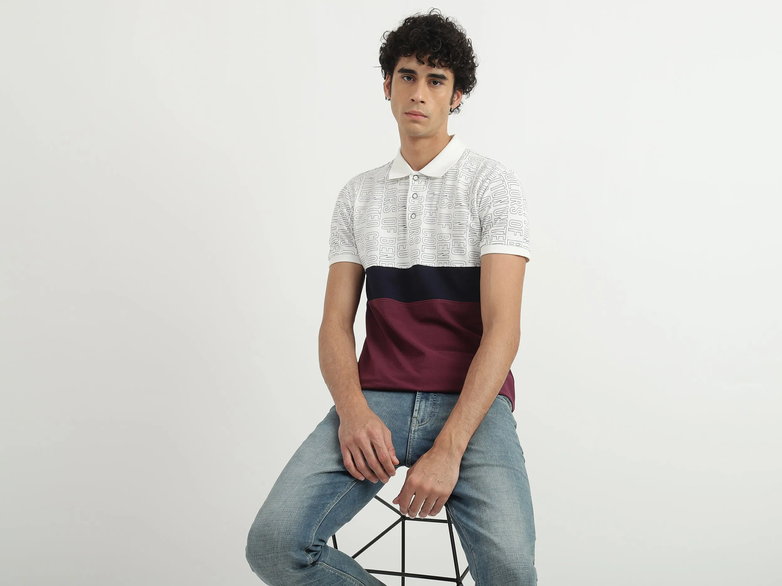 Men Printed Polo Collar T-shirt
