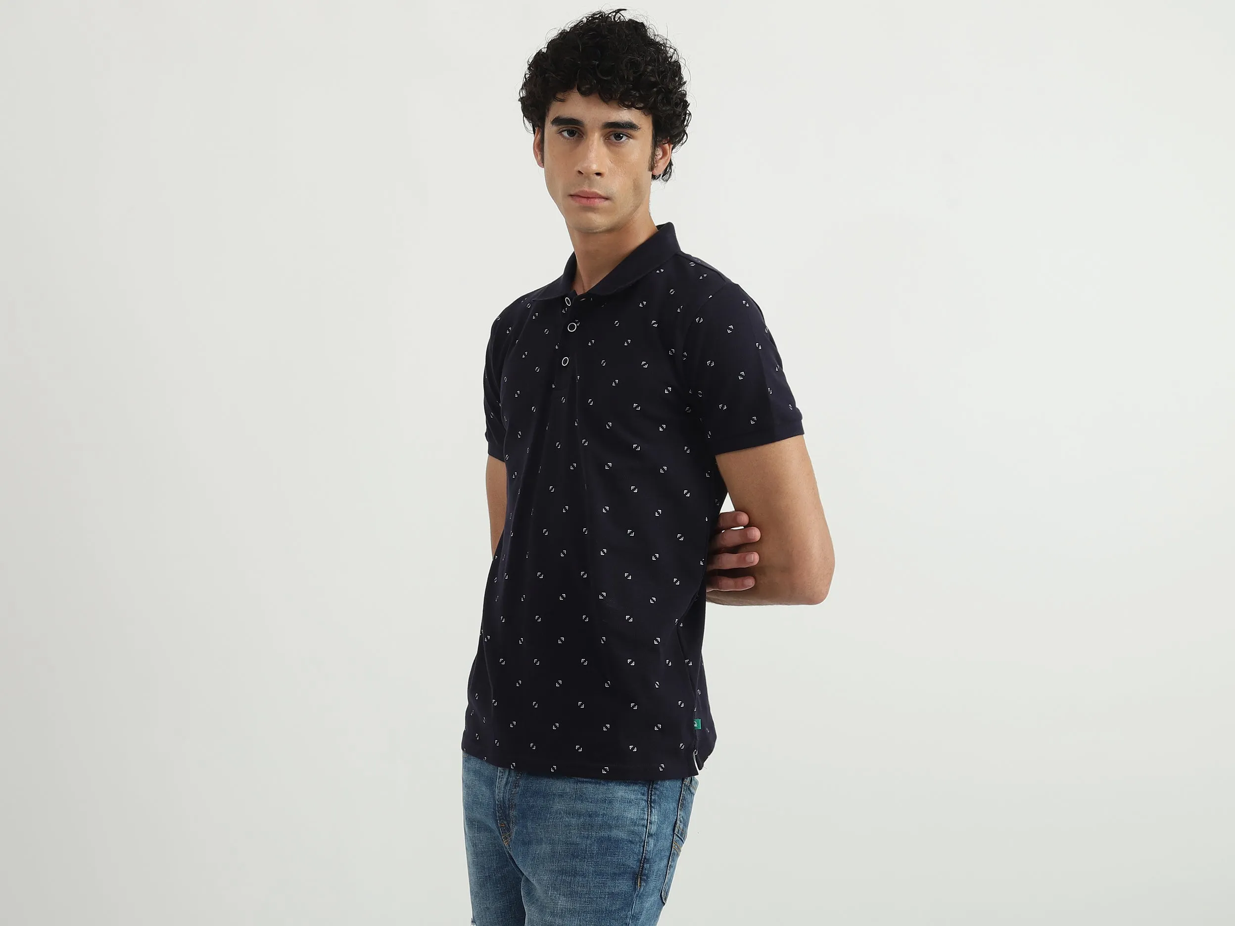 Men Printed Polo Collar T-shirt