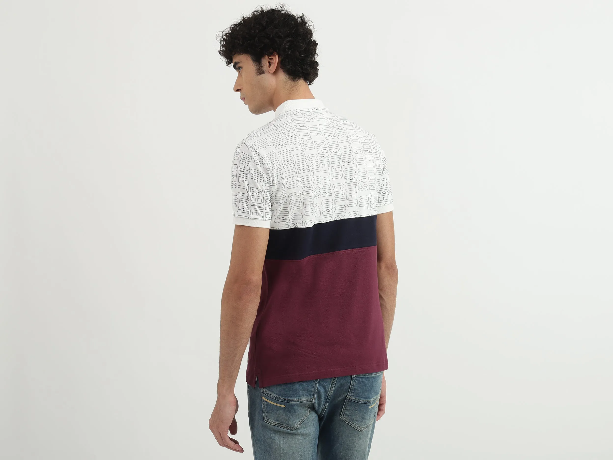 Men Printed Polo Collar T-shirt