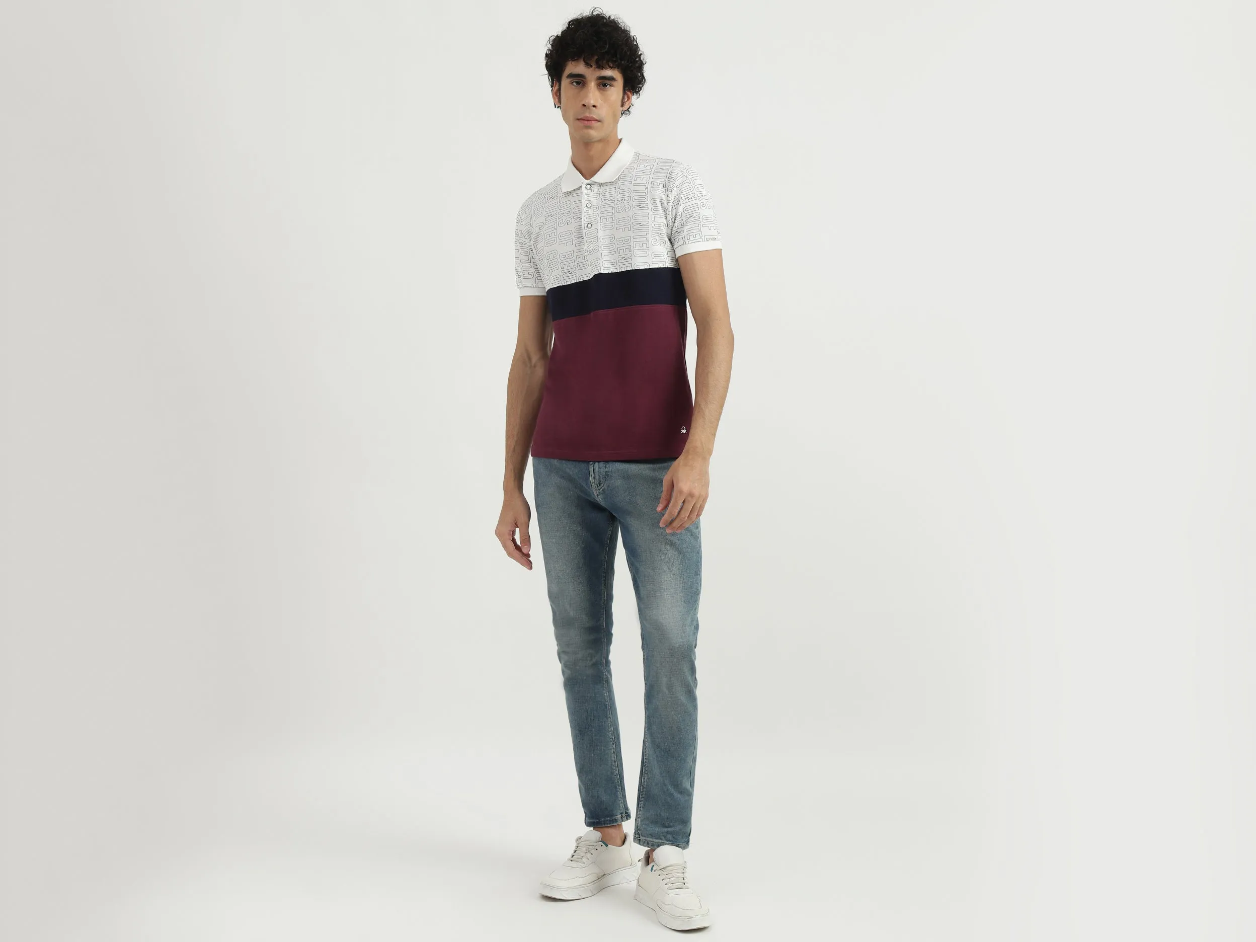 Men Printed Polo Collar T-shirt