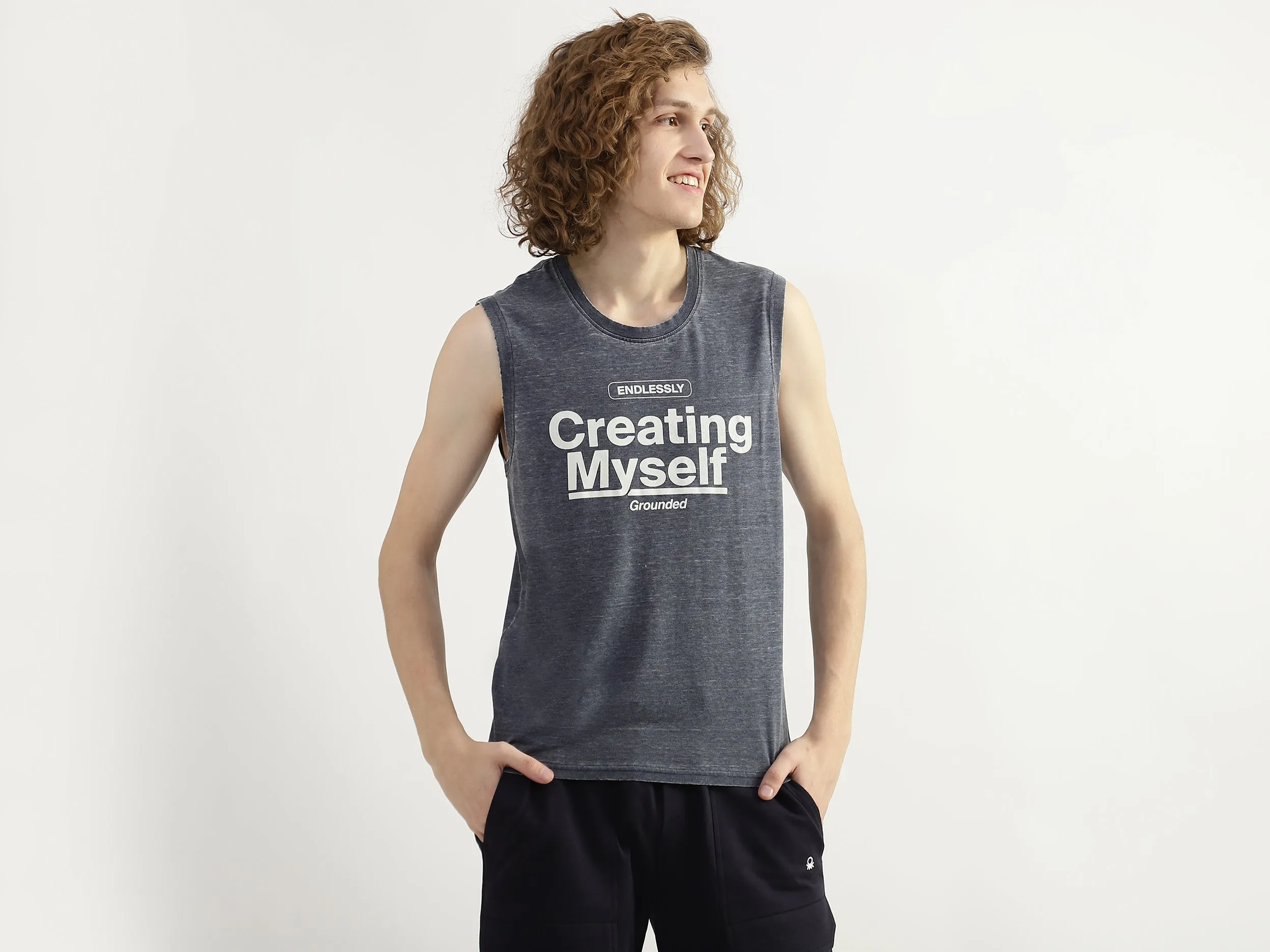 Men Printed Round Neck Tank