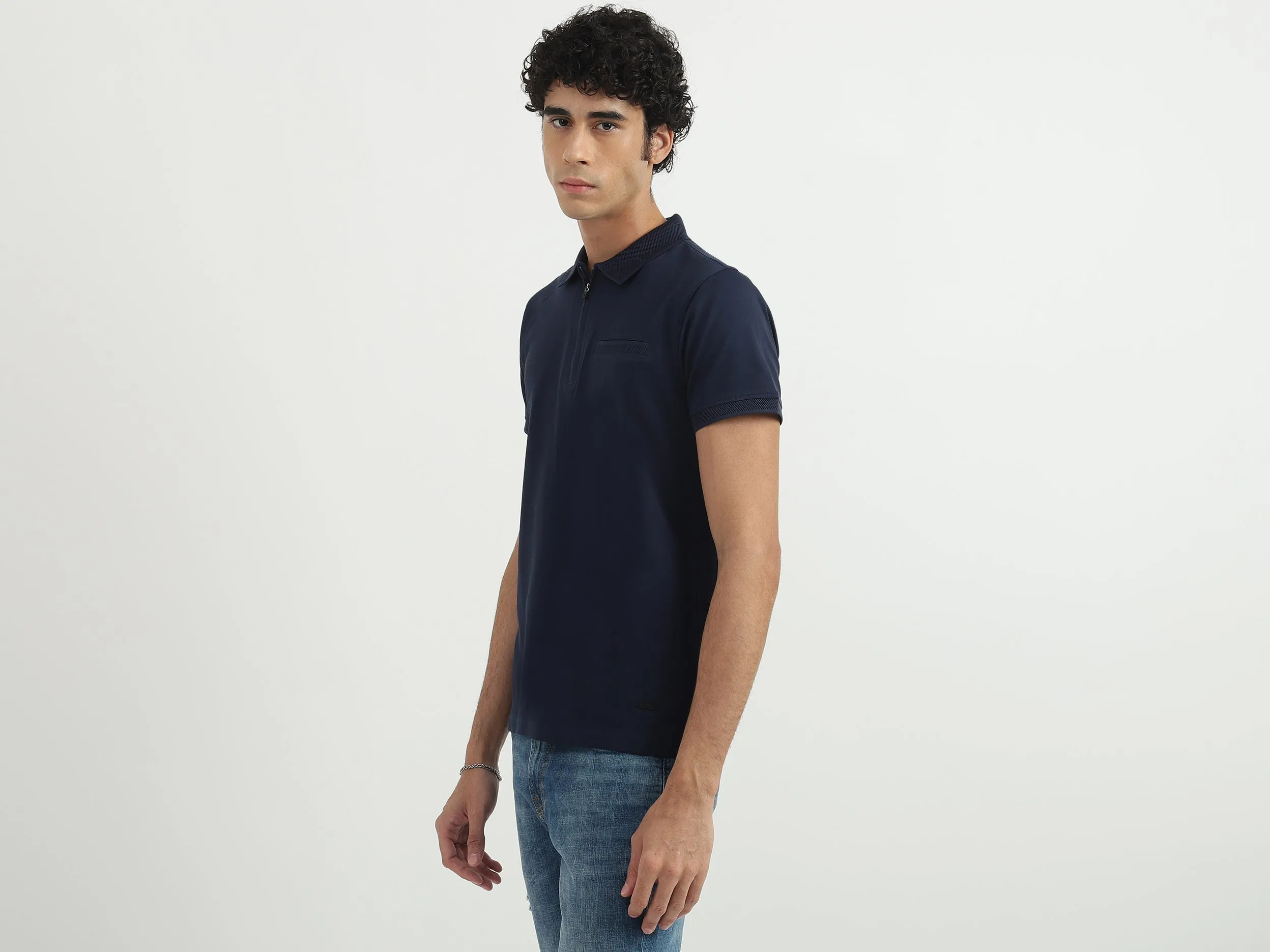 Men Solid Polo Collar T-shirt