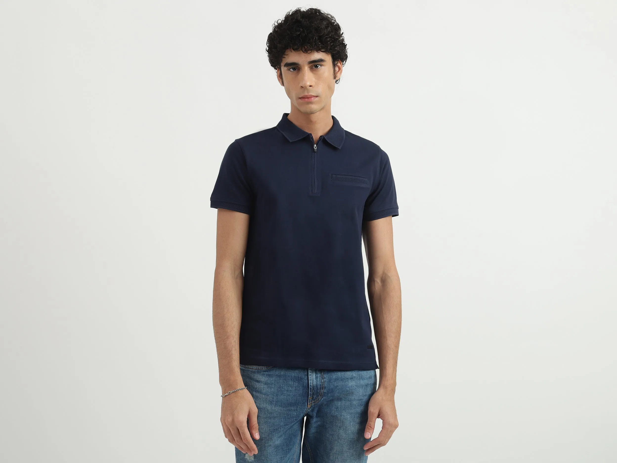 Men Solid Polo Collar T-shirt