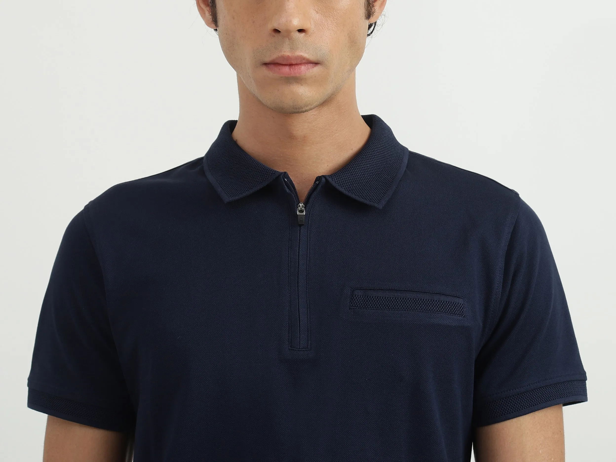Men Solid Polo Collar T-shirt