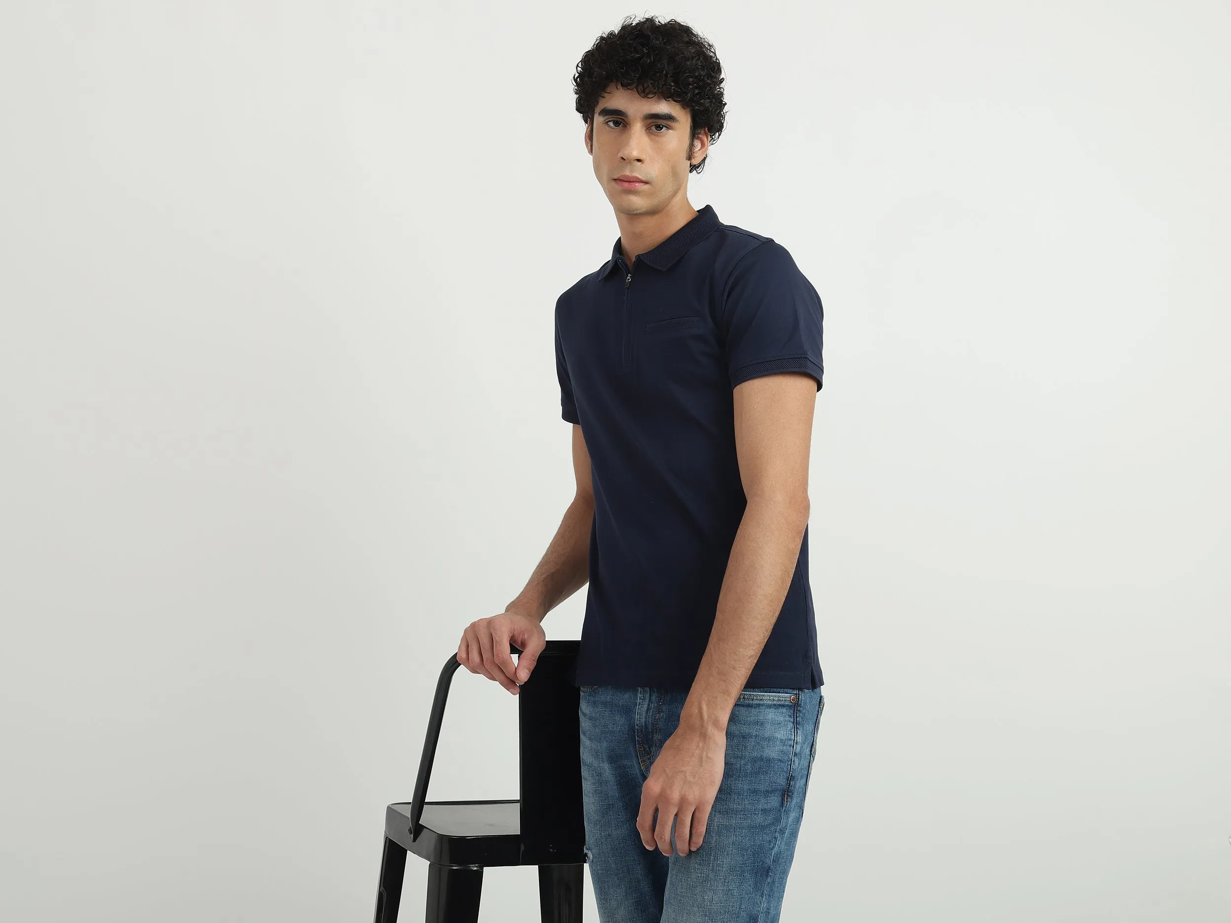 Men Solid Polo Collar T-shirt
