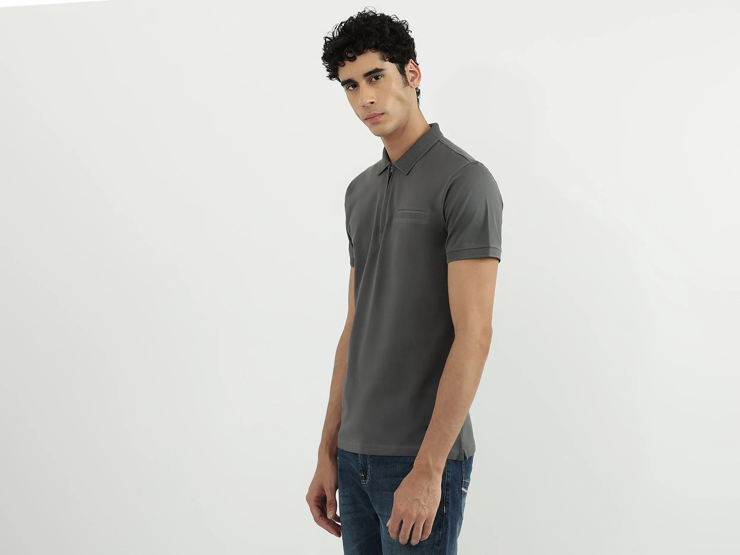 Men Solid Polo Neck Polo T-Shirt