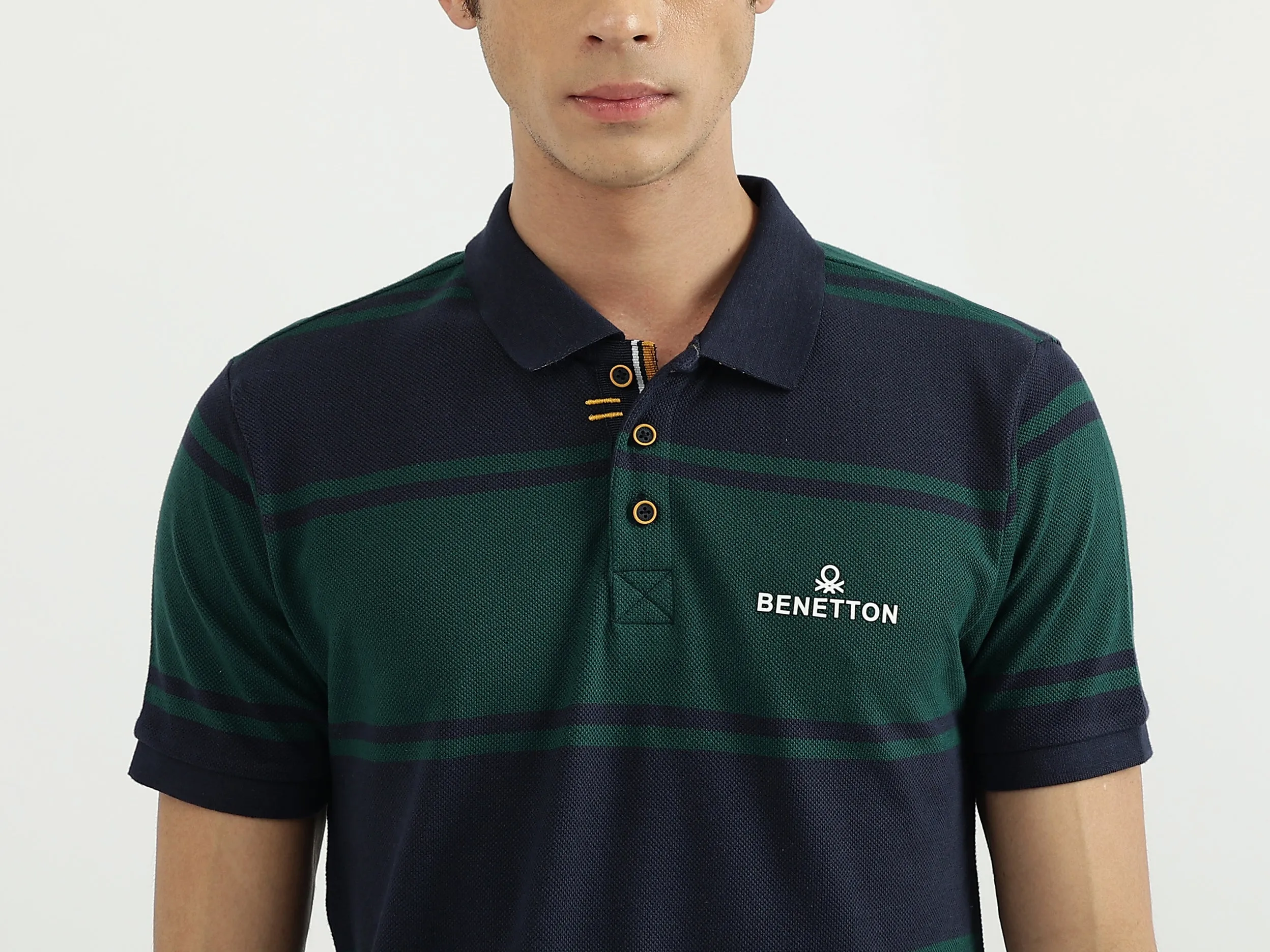 Men Stripe Polo Neck Polo T-Shirt