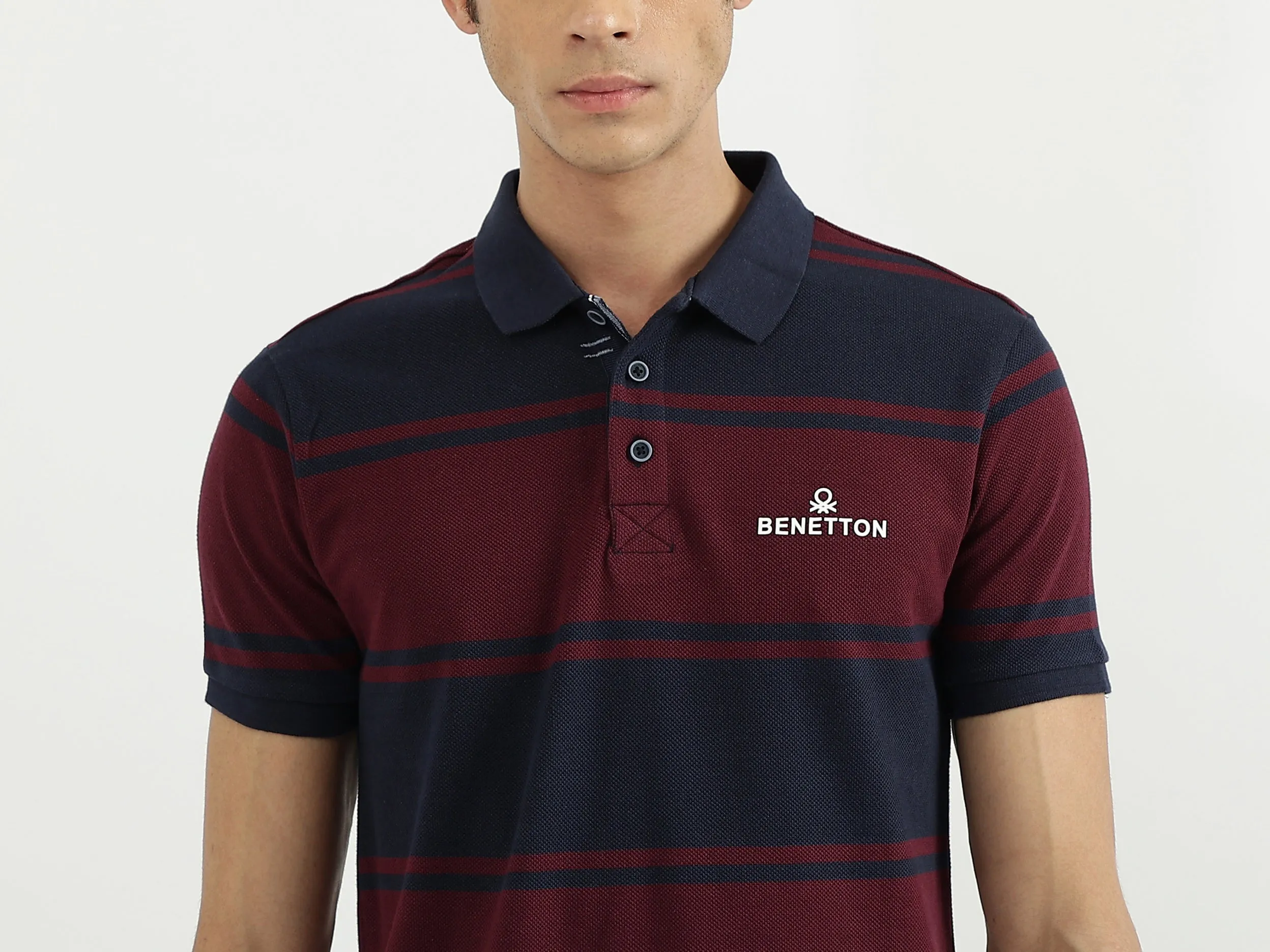 Men Stripe Polo Neck Polo T-Shirt