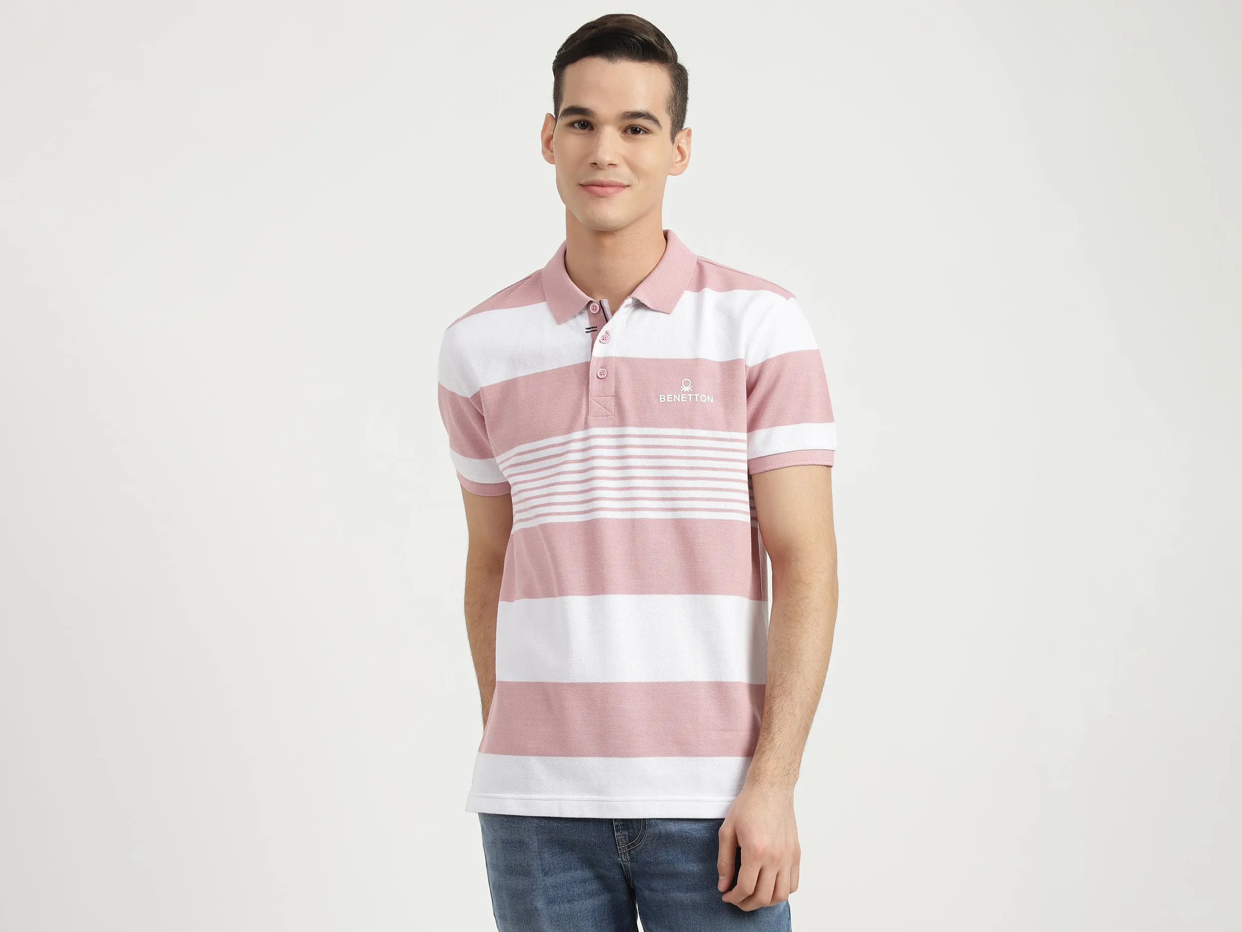 Men Stripe Polo Neck Polo T-Shirt