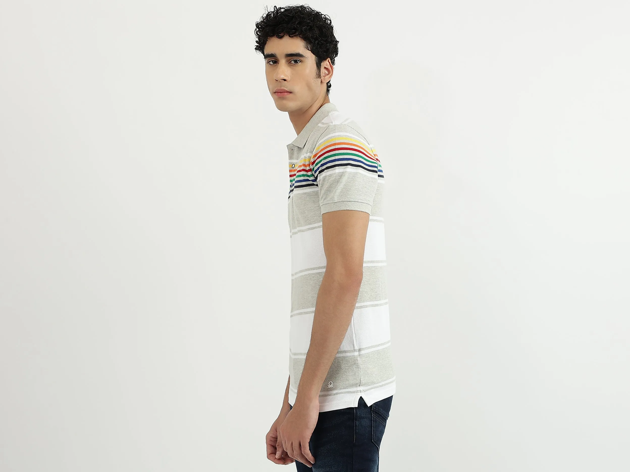 Men Stripe Polo Neck Polo T-Shirt