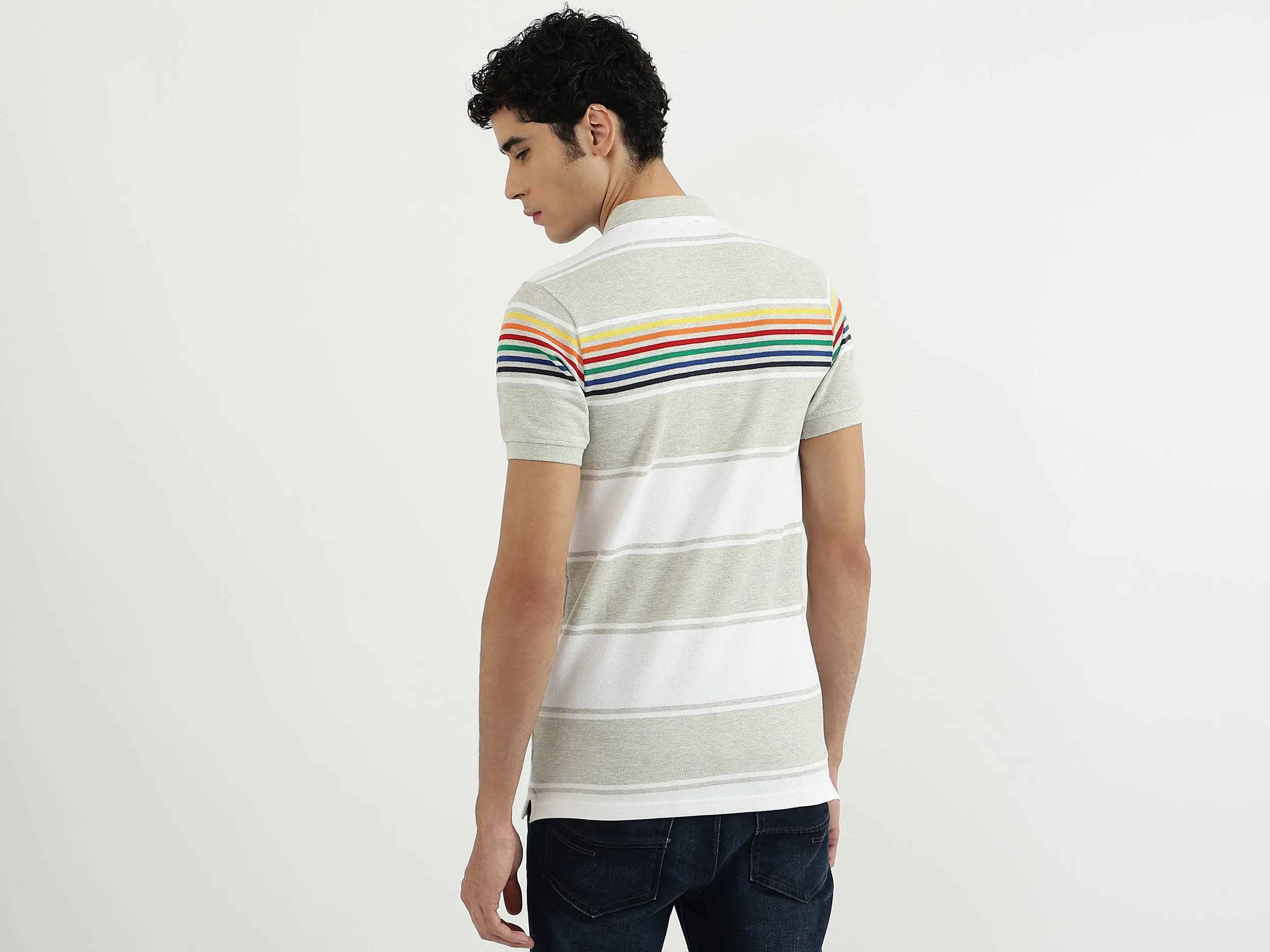 Men Stripe Polo Neck Polo T-Shirt