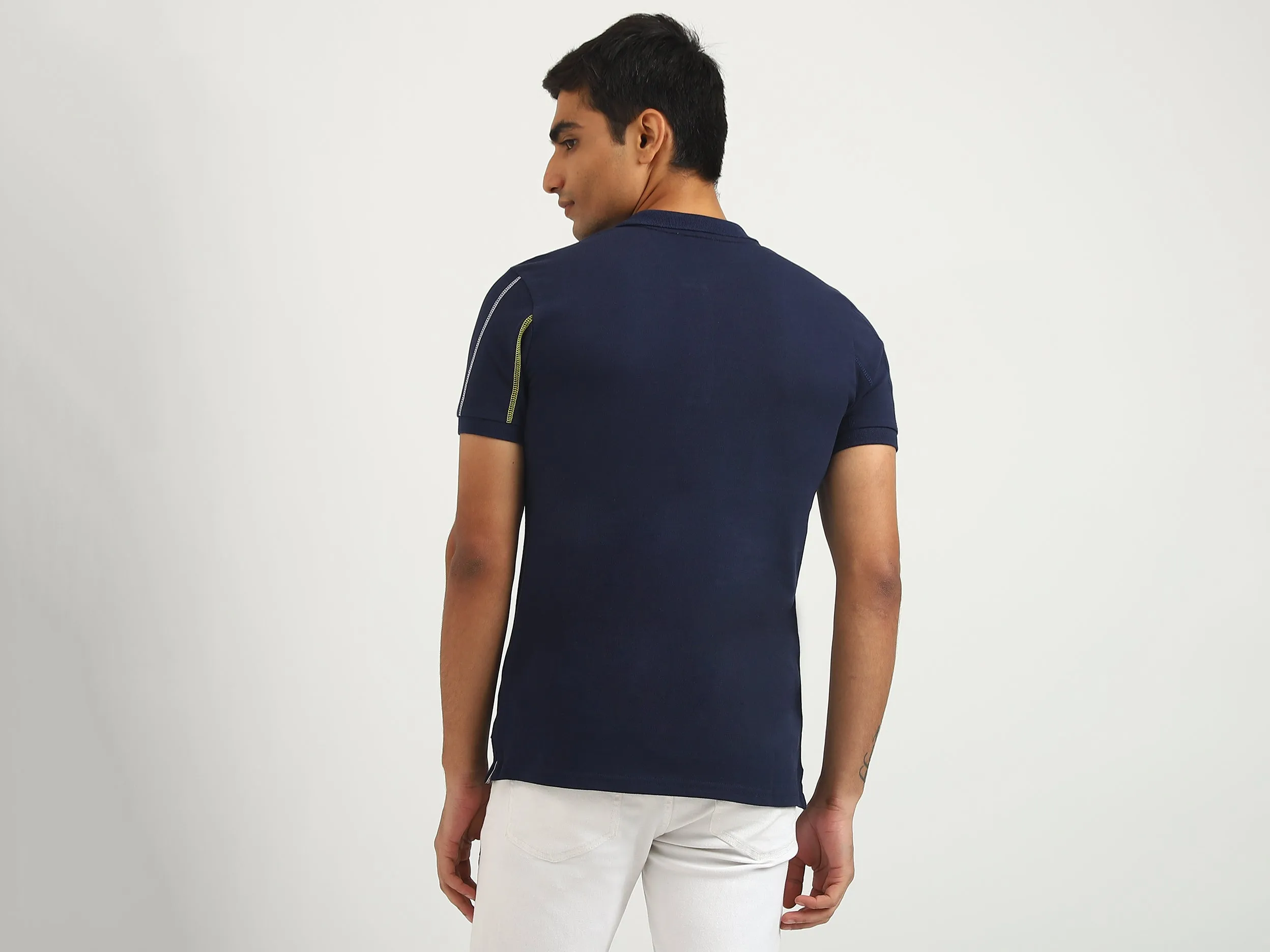 Men Striped Polo Collar T-shirt
