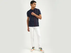 Men Striped Polo Collar T-shirt