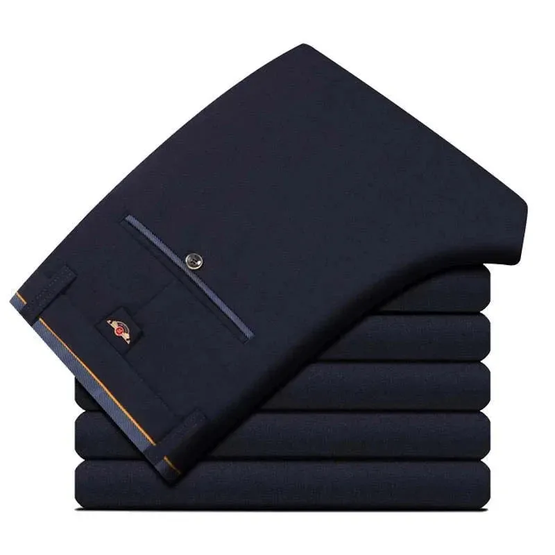 Men's Fashion Business Casual Suit Pants: Elastic Straight Formal Trousers for a Polished Look