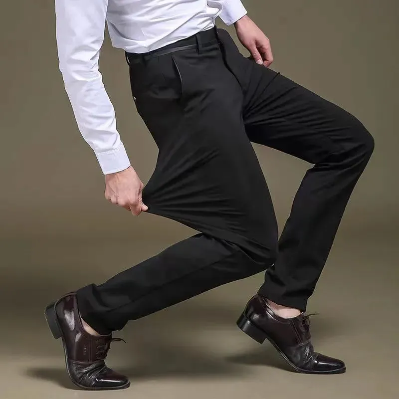 Men's Fashion Business Casual Suit Pants: Elastic Straight Formal Trousers for a Polished Look
