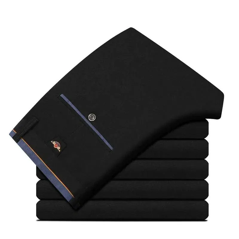 Men's Fashion Business Casual Suit Pants: Elastic Straight Formal Trousers for a Polished Look
