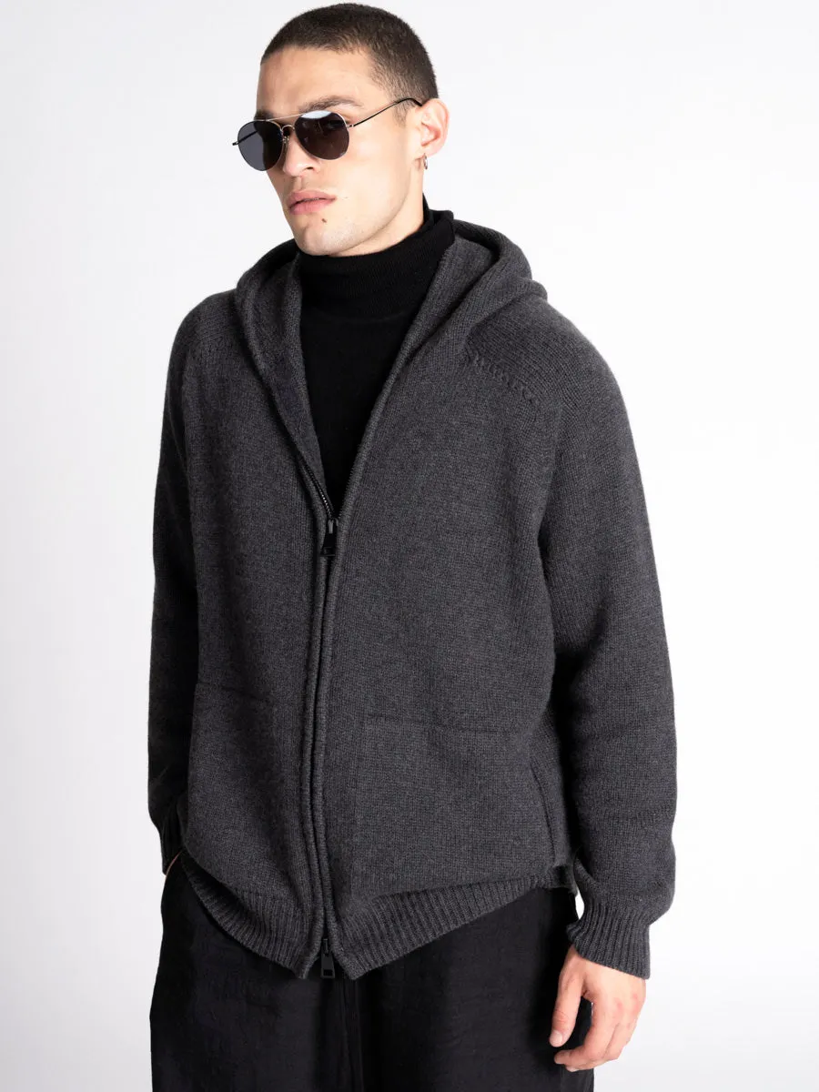 Mens Lofty Cashmere Hooded Cardigan