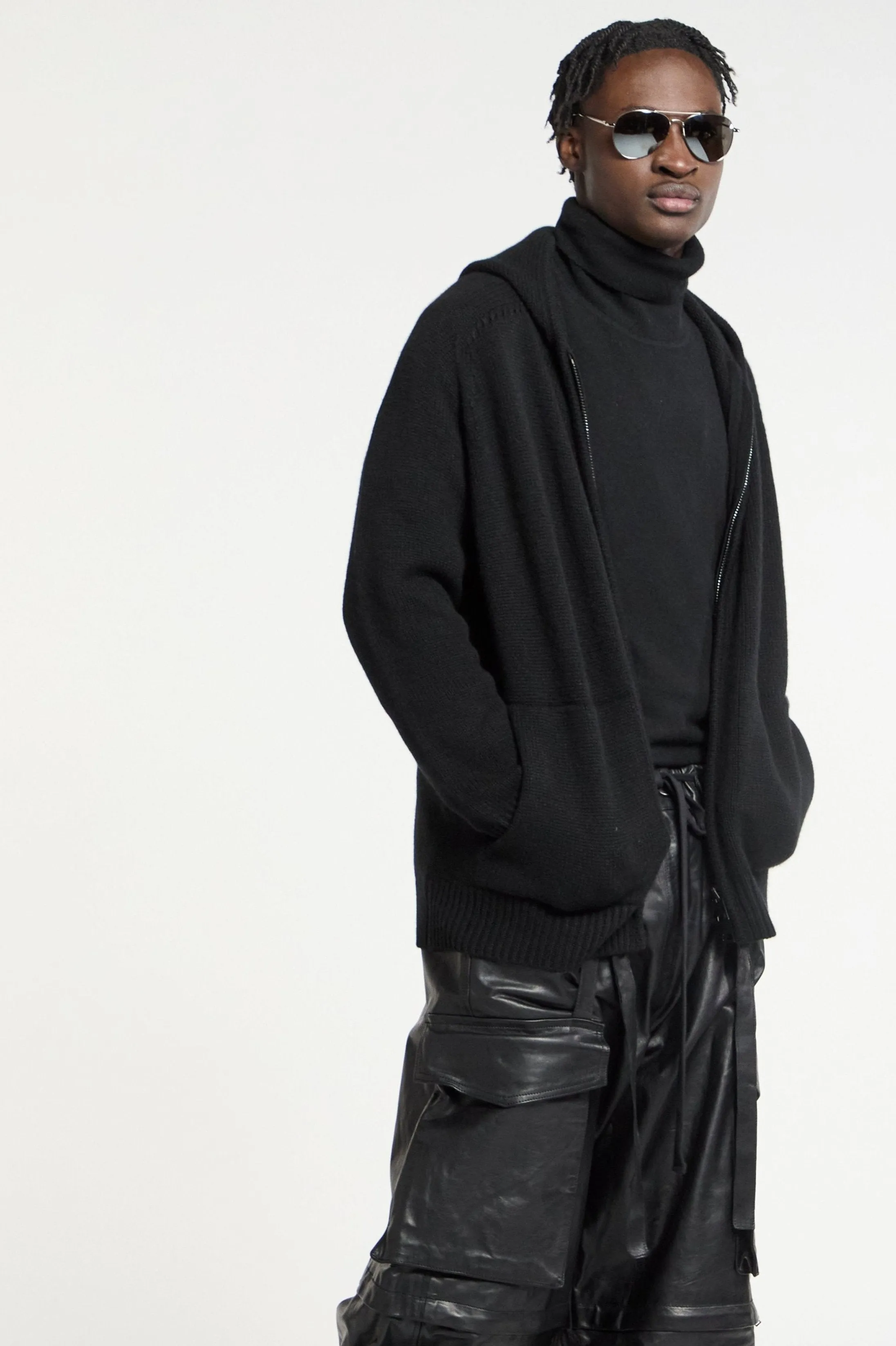 Mens Lofty Cashmere Hooded Cardigan