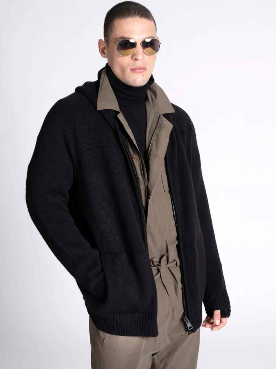 Mens Lofty Cashmere Hooded Cardigan